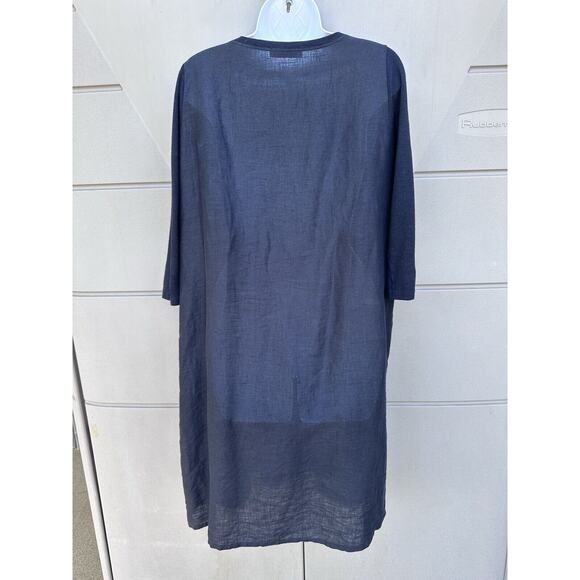 Whyci Milano Women Lagenlook Black Linen Cocoon Style Dress Sz 42 IT/6 US Chic - Picture 6 of 13